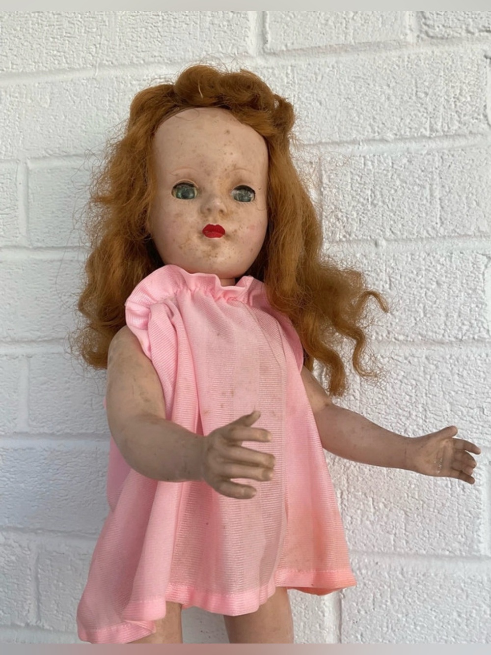 Creepy Old Doll Haunted Halloween Prop 17.5” Working Sleep Eyes Vintage Decor